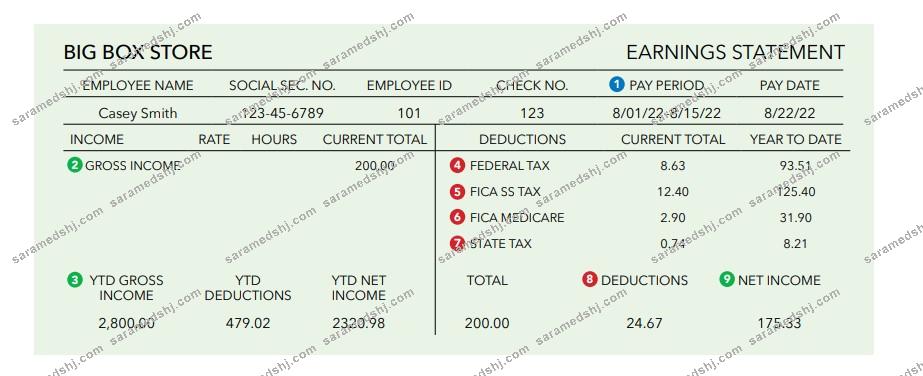 building blocks earnings statement Word and PDF template